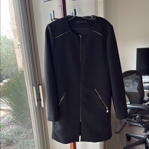 Zara Black Trench Coat with Structured Shoulders